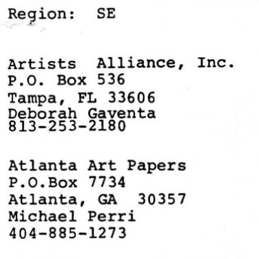 NAAO Membership List (by region), December 1983