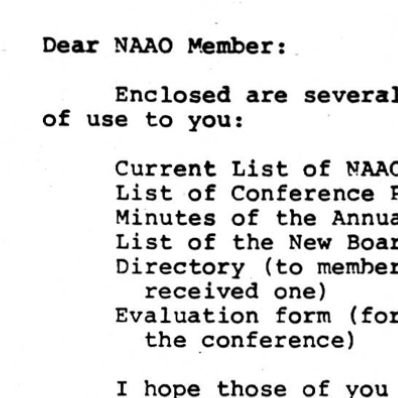 NAAO Chicago National Conference, 1983: Post-Conference Package