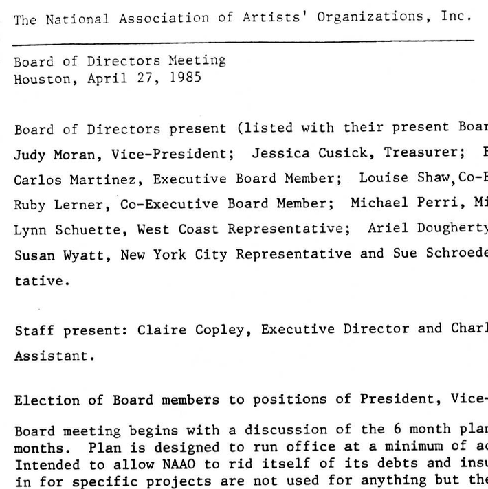 NAAO Board Meeting at Houston Conference, 1985 - Minutes