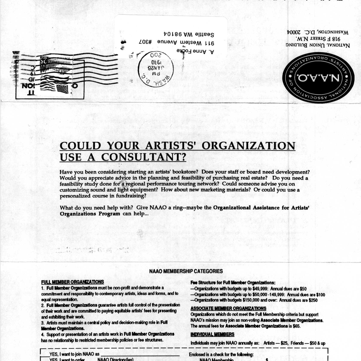 NAAO Organizational Assistance Program - Application and Announcement of Grant Recipients 