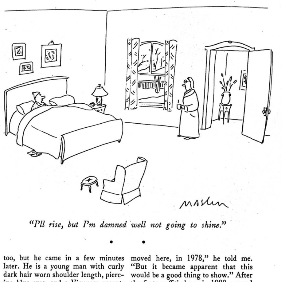 “The Art World: Alternatives” by Calvin Tomkins, The New Yorker, December 1983