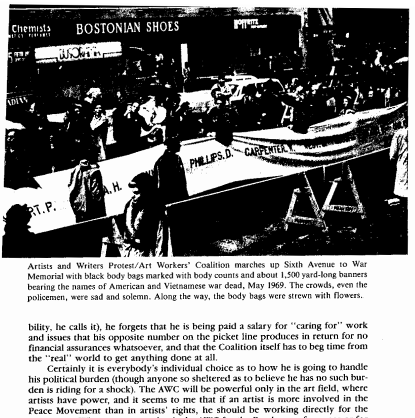 “The Art Workers’ Coalition: not a history” by Lucy Lippard, Studio International Journal, November 1970 