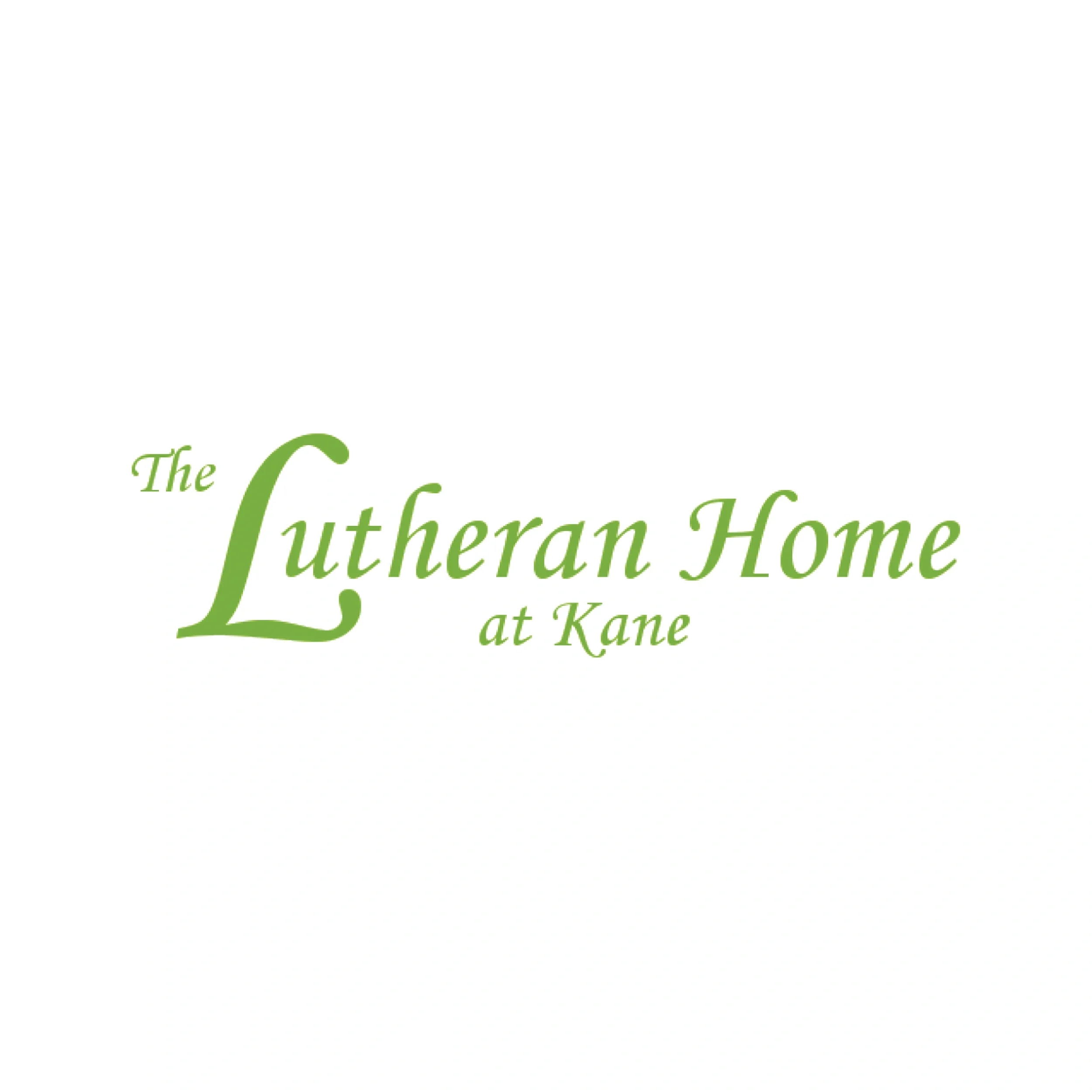 A white background with green cursive text that reads 'The Lutheran Home at Kane'.