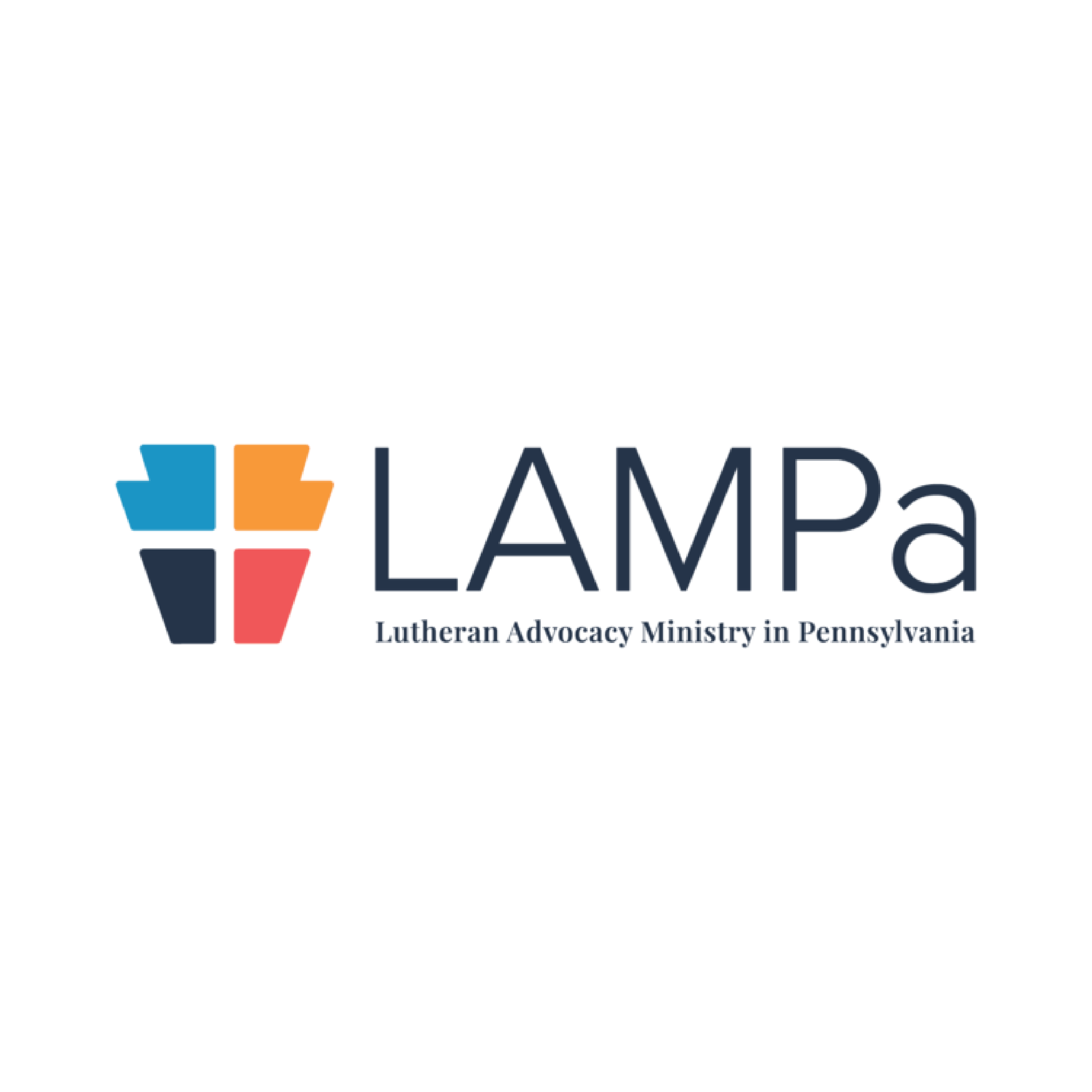 Logo of the Lutheran Advocacy Ministry in Pennsylvania, featuring three interlocking puzzle pieces in blue, orange, and red, with the text 'LAMPa' and 'Lutheran Advocacy Ministry in Pennsylvania' beneath.