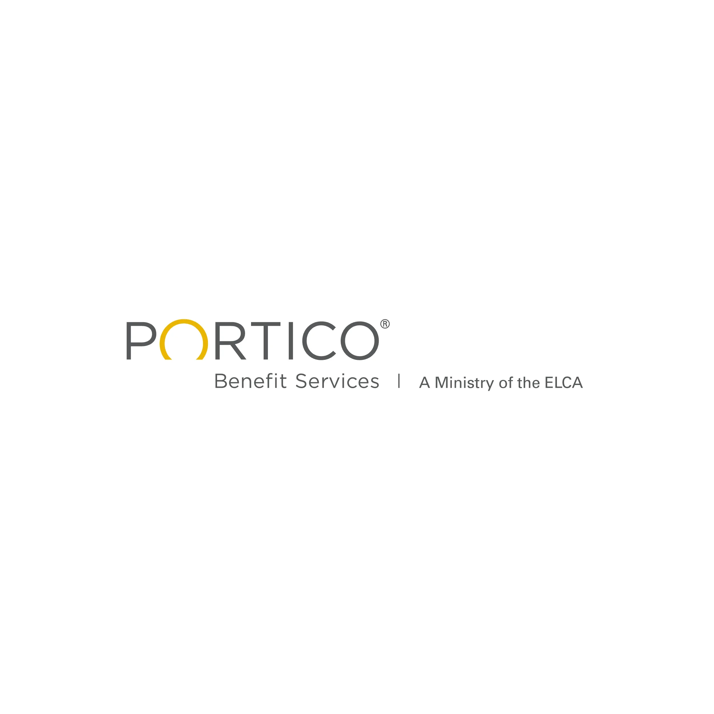 Logo of Portico Benefit Services, a Ministry of the ELCA, with text indicating its focus on benefit services.