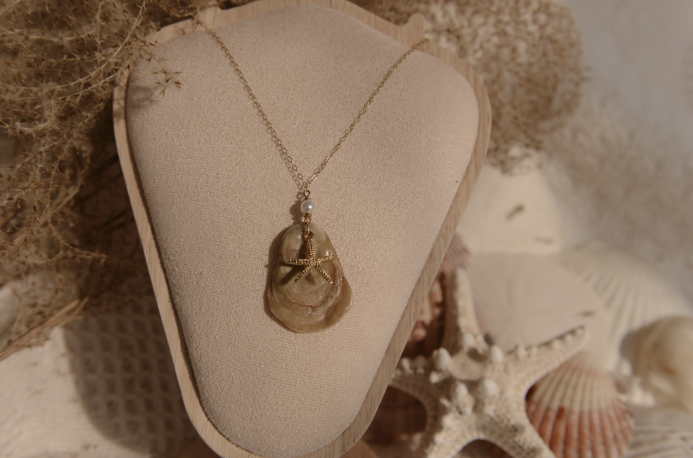 Golden Oyster Starfish Necklace