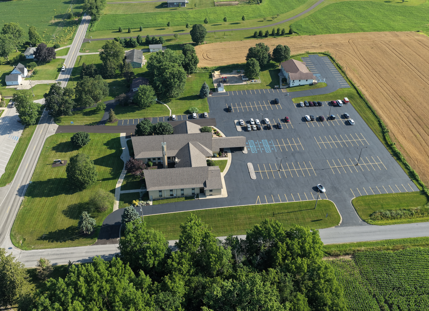 Aerial view of Forest Grove Church in Hudsonville Michigan