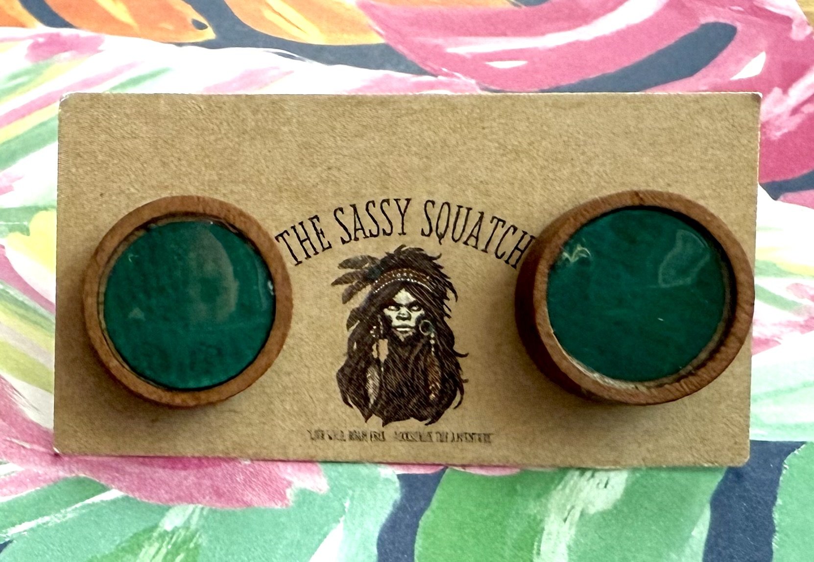 Dark Teal Resin & Wood Stud