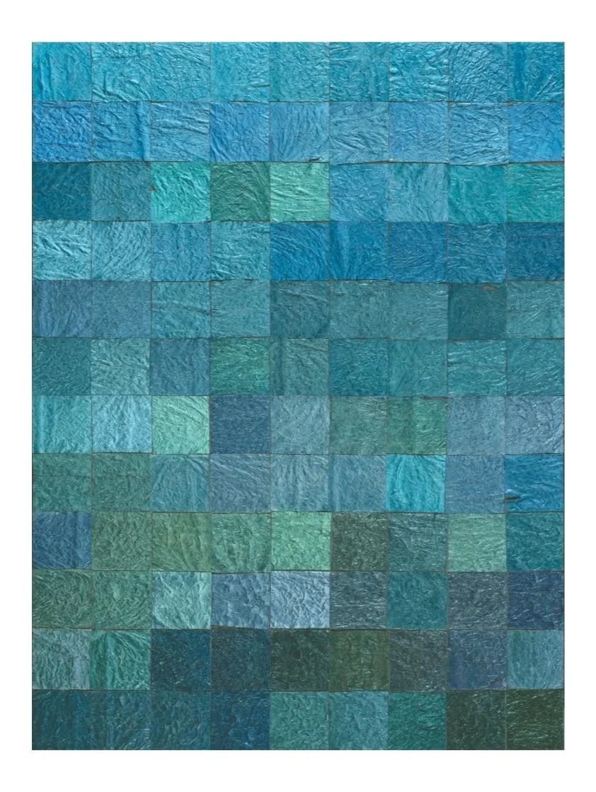 Beach House #1
- 48 x 36 x 6 in
Invasive carp leather, acrylic, pigment, on cradled wood panel