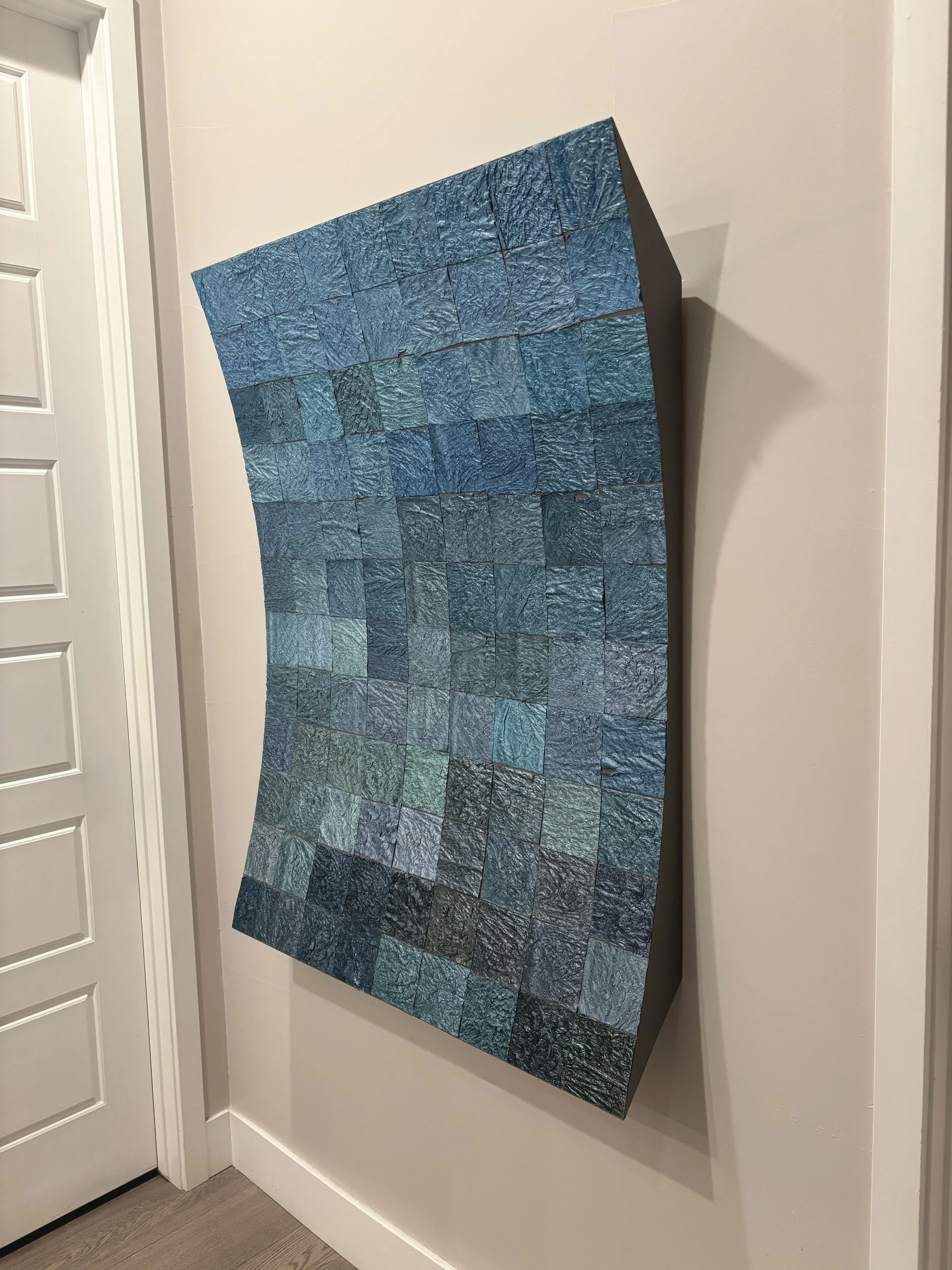 "Beach House #1" on wall showing curve of cradled board