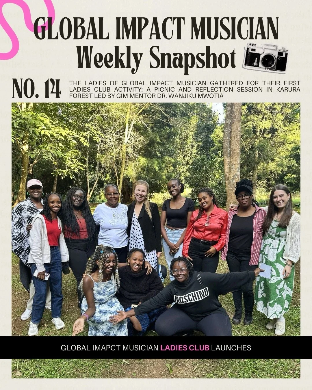 The Global Impact Musician Ladies Club has officially launched! 💗🎶

Our first gathering brought the ladies together in the peaceful setting of Karura Forest in Nairobi, Kenya for a day of reflection, connection, and intentional growth.

Led by GIM 
