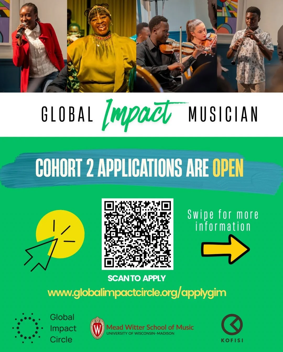 Global Impact Musician (GIM) Cohort 2 is now open for emerging musicians across Africa ready to grow as artists, leaders, and global collaborators.

This tuition-free program equips musicians with artistic, leadership, and professional development al