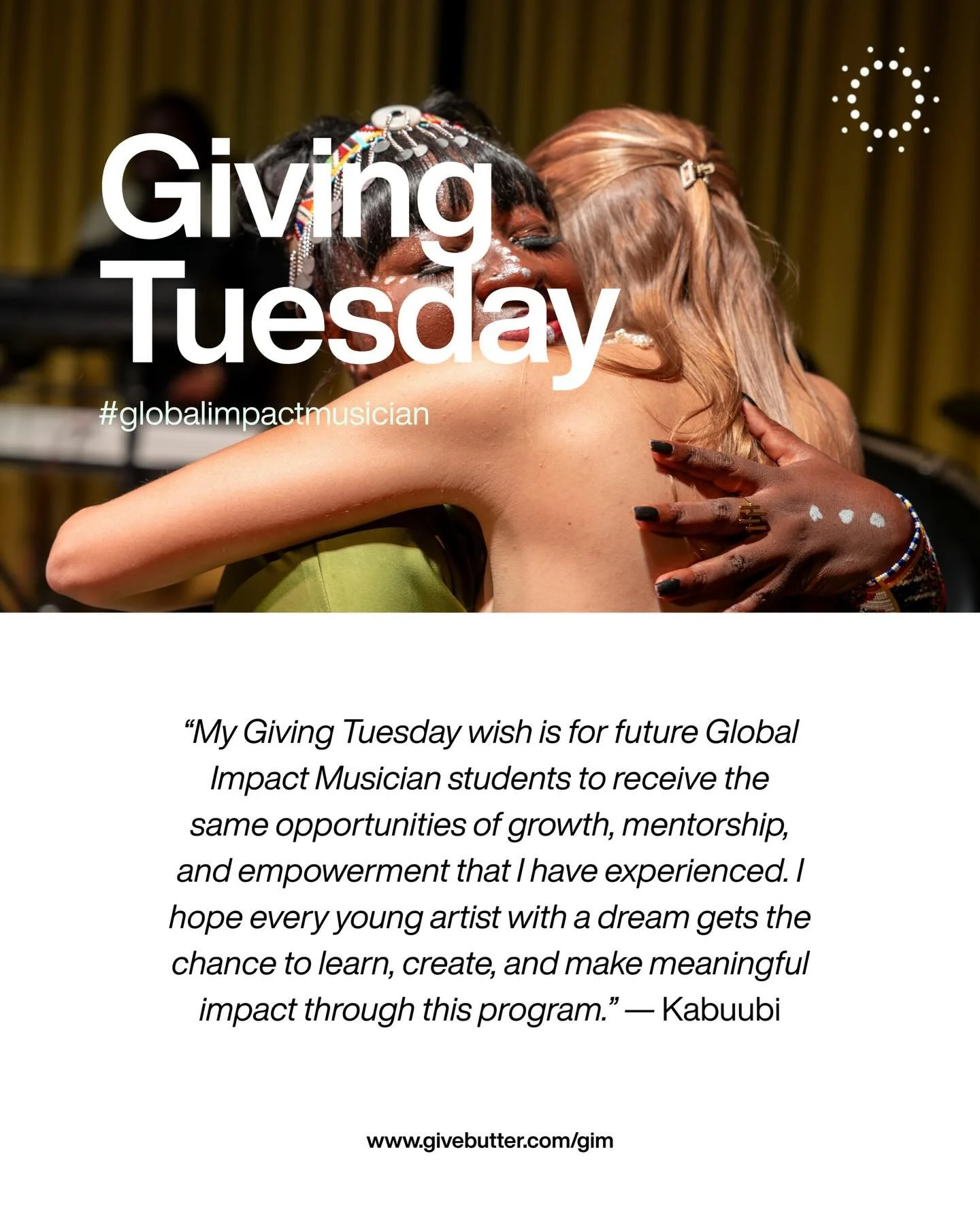 Giving Tuesday is tomorrow! 

The Global Impact Musician (GIM) program is a free, world-class professional development program for young musicians across East Africa, offering training in professional and personal development, music education, leader