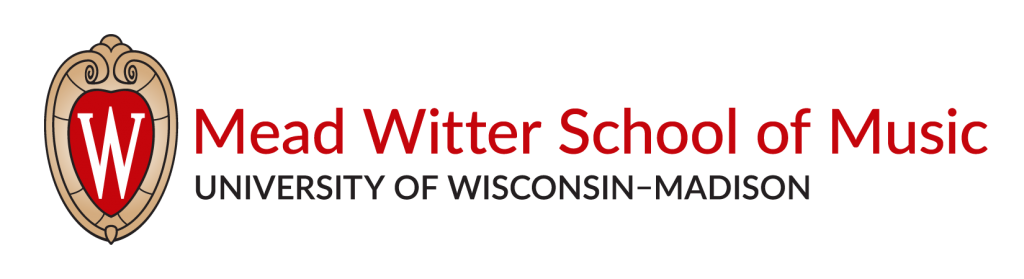 Logo of Wisconsin Badgers featuring a red 'W' on a shield with a beige decorative border, and text that reads 'University of Wisconsin-Madison'.