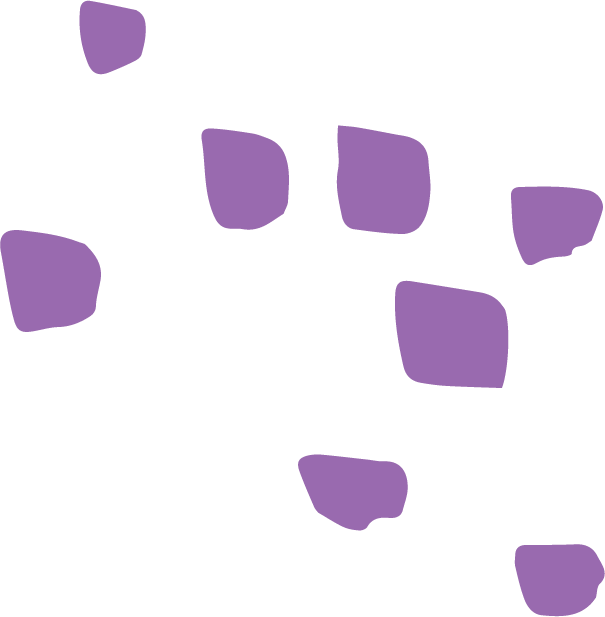 Cluster of purple stones or tiles scattered on a black background.