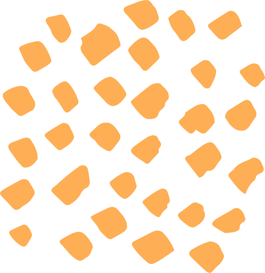 Numerous small, irregularly shaped orange blobs scattered across a black background.