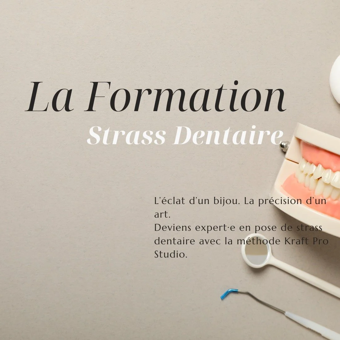 💠 Formation Strass Dentaire &ndash; Kraft Pro Studio
Le d&eacute;tail qui change tout.
La pose de strass dentaires demande pr&eacute;cision, hygi&egrave;ne irr&eacute;prochable et sens esth&eacute;tique aff&ucirc;t&eacute;.

Chez Kraft Pro Studio, t