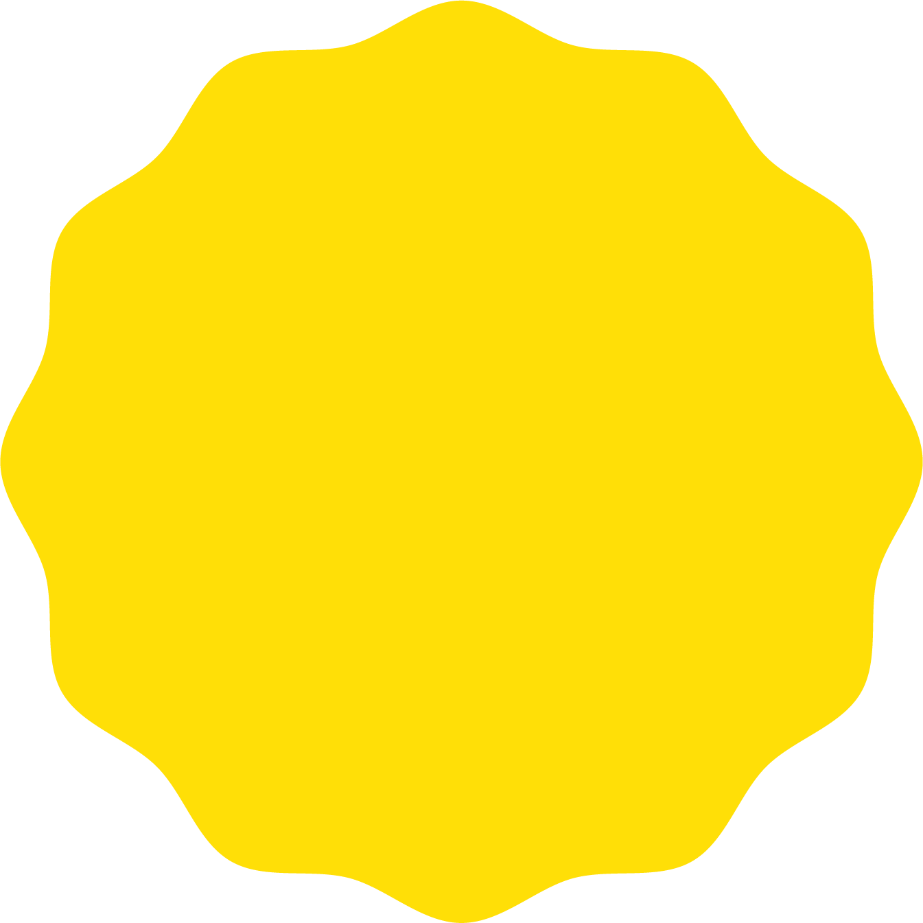 Yellow badge with scalloped edges