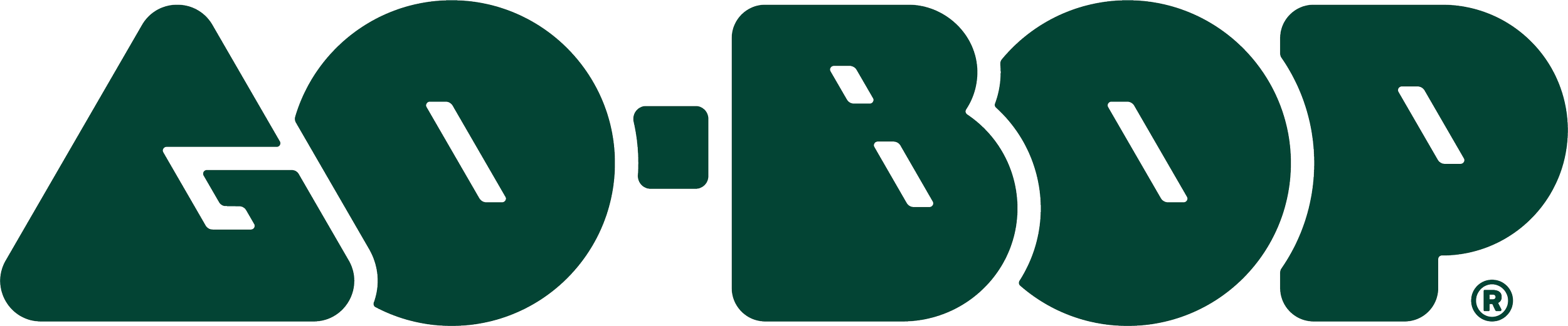 Go-bop logo in seaweed green colour.