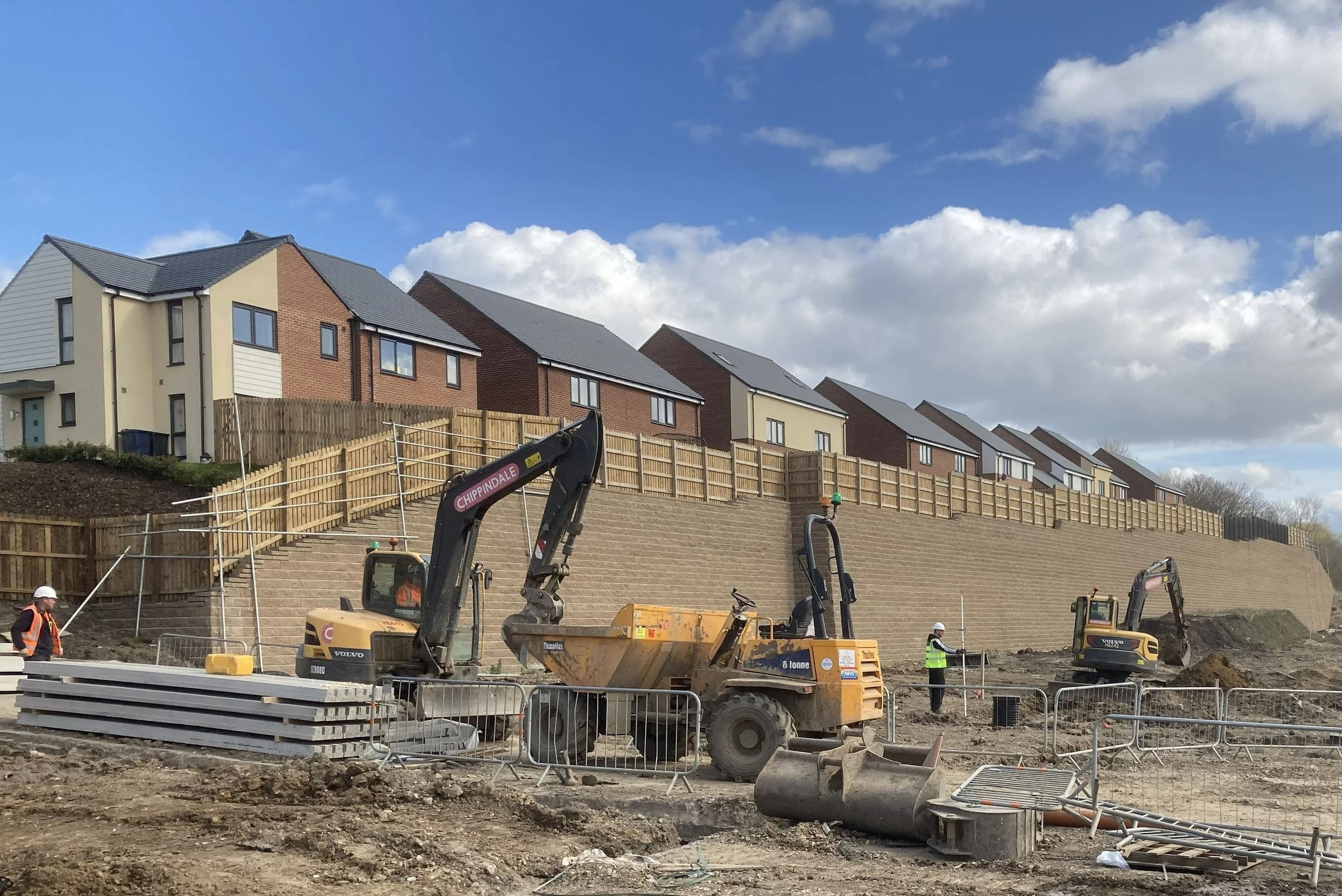 Residential development retaining wall