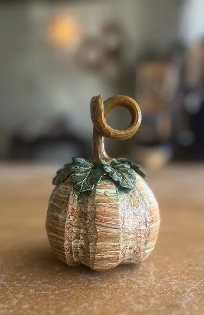 The Earthbound Enchantment — Marbled Ceramic Pumpkin