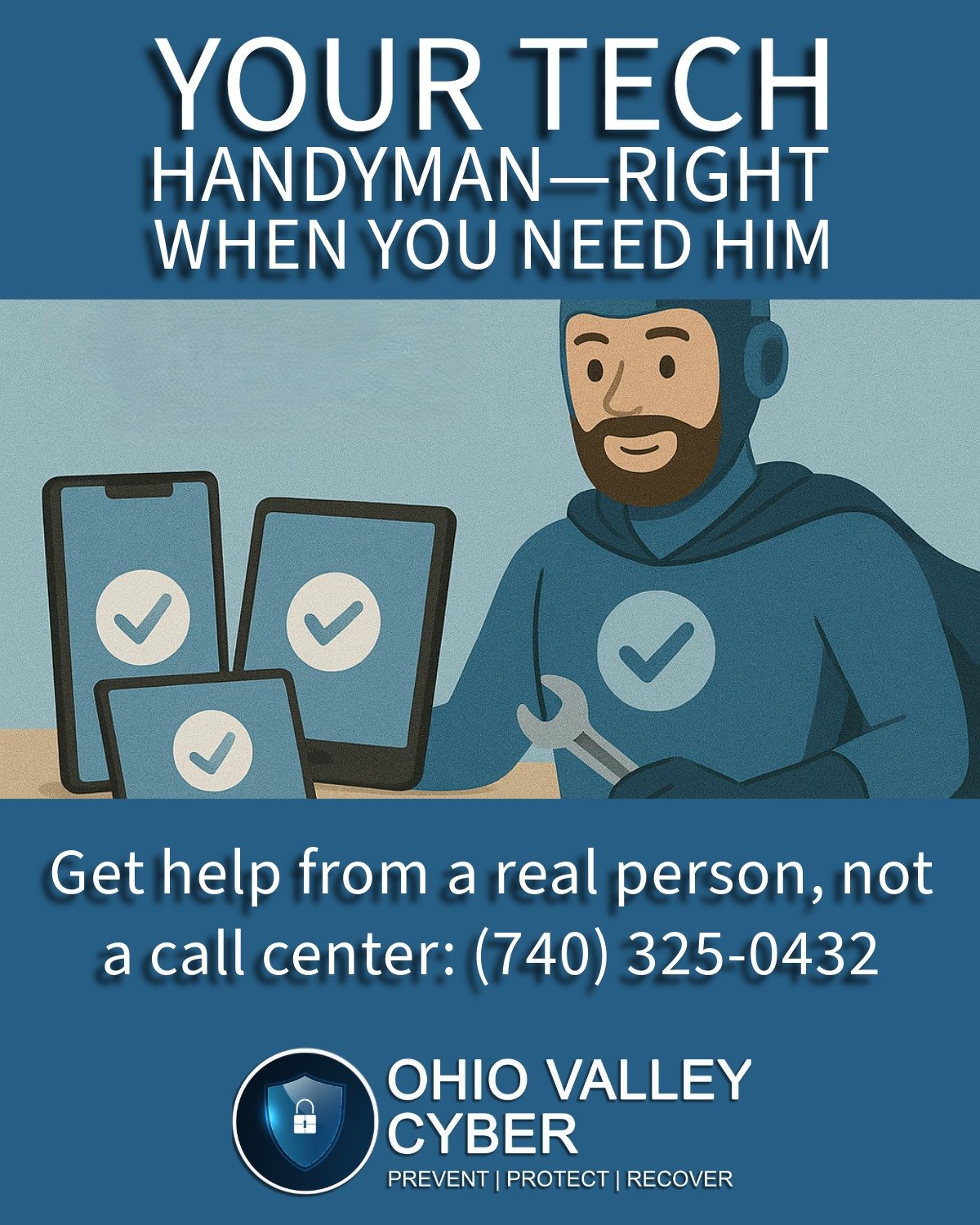 🔧 Tech doesn&rsquo;t have to be a hassle. Cyber Hand(iMan) is your personal IT handyman.
Whether it&rsquo;s fixing a broken laptop, setting up your home office, or helping grandma with her new iPad&mdash;we do it all.
✔️ Affordable per-visit or subs