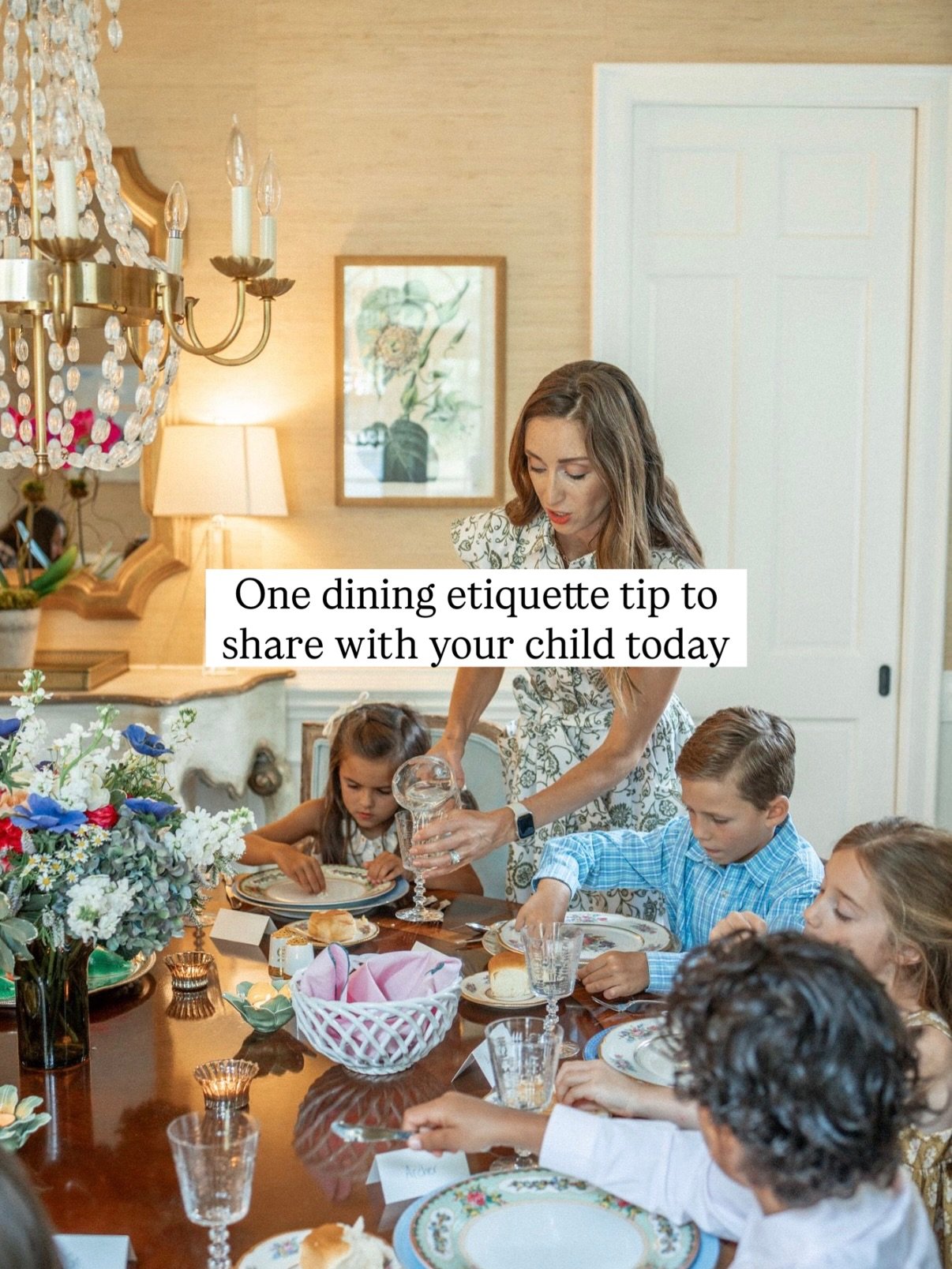 One Simple (yet powerful) Dining Etiquette Tip to share with your children today - 

Before they pick up their fork and take the first bite, remind them to pause and ask themselves:

Has everyone been served?
Has the host or hostess sat down? (Or the