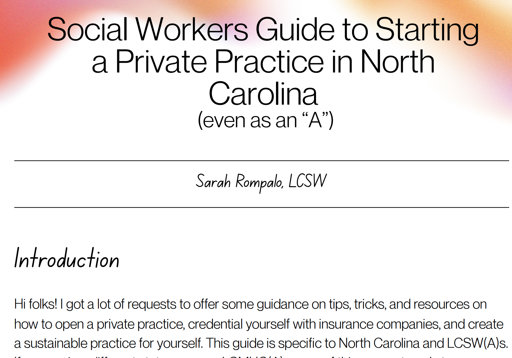 Guide to Creating a Private Practice in NC