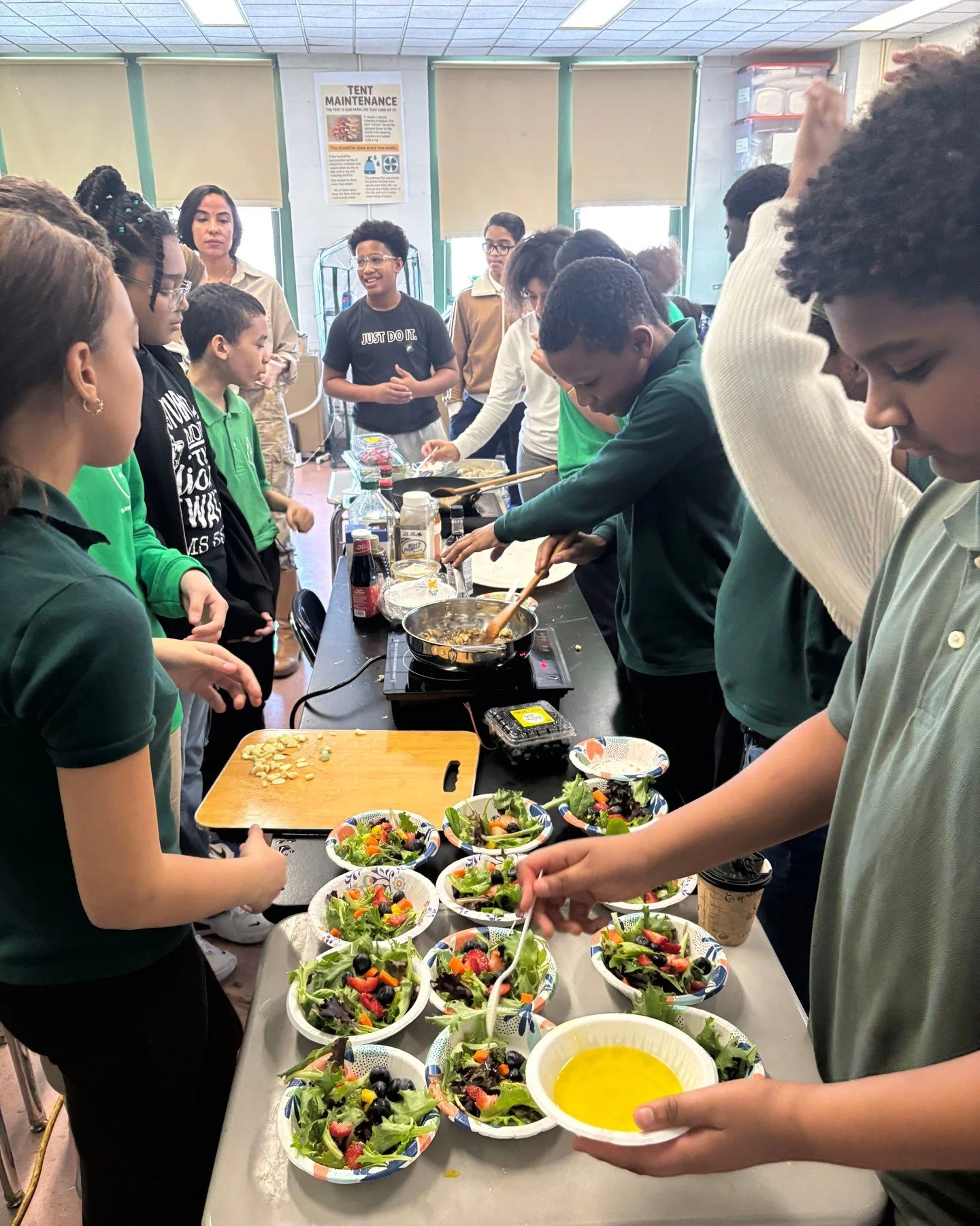 Our future healthy food leaders in action! At MS 331 &ndash; The Bronx School of Young Leaders, students brought nutrition education to life by meal prepping and cooking superfoods together &mdash; building skills in the kitchen, learning about whole
