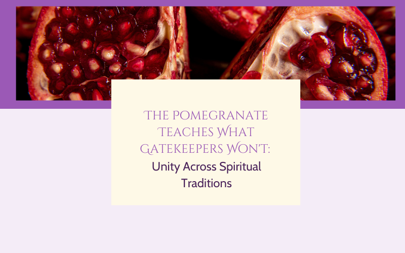 Pomegranate cut open showing seeds - spiritual symbolism across traditions including Judaism, Islam, Christianity, Buddhism