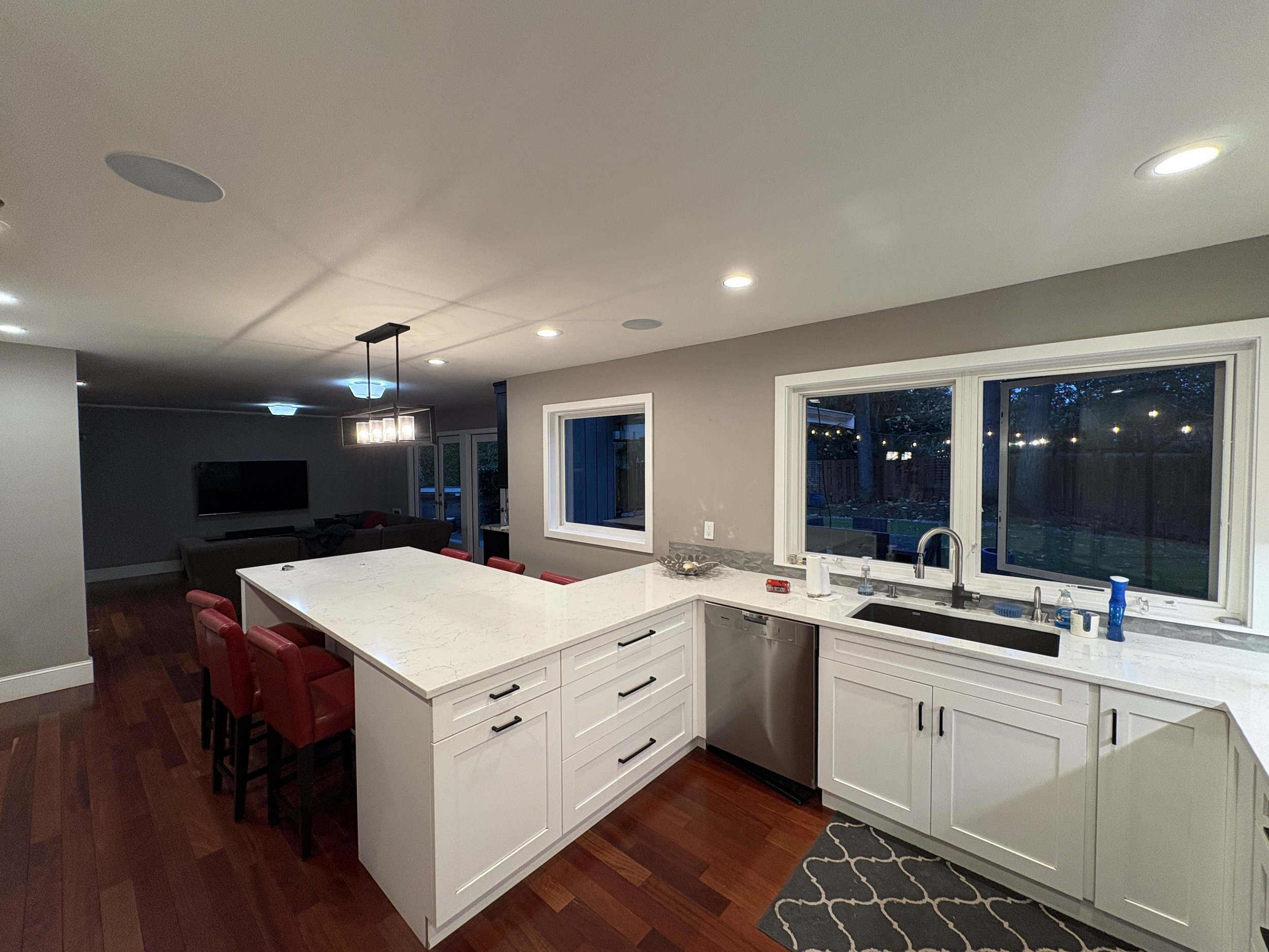 White painted kitchen cabinets with clean professional finish