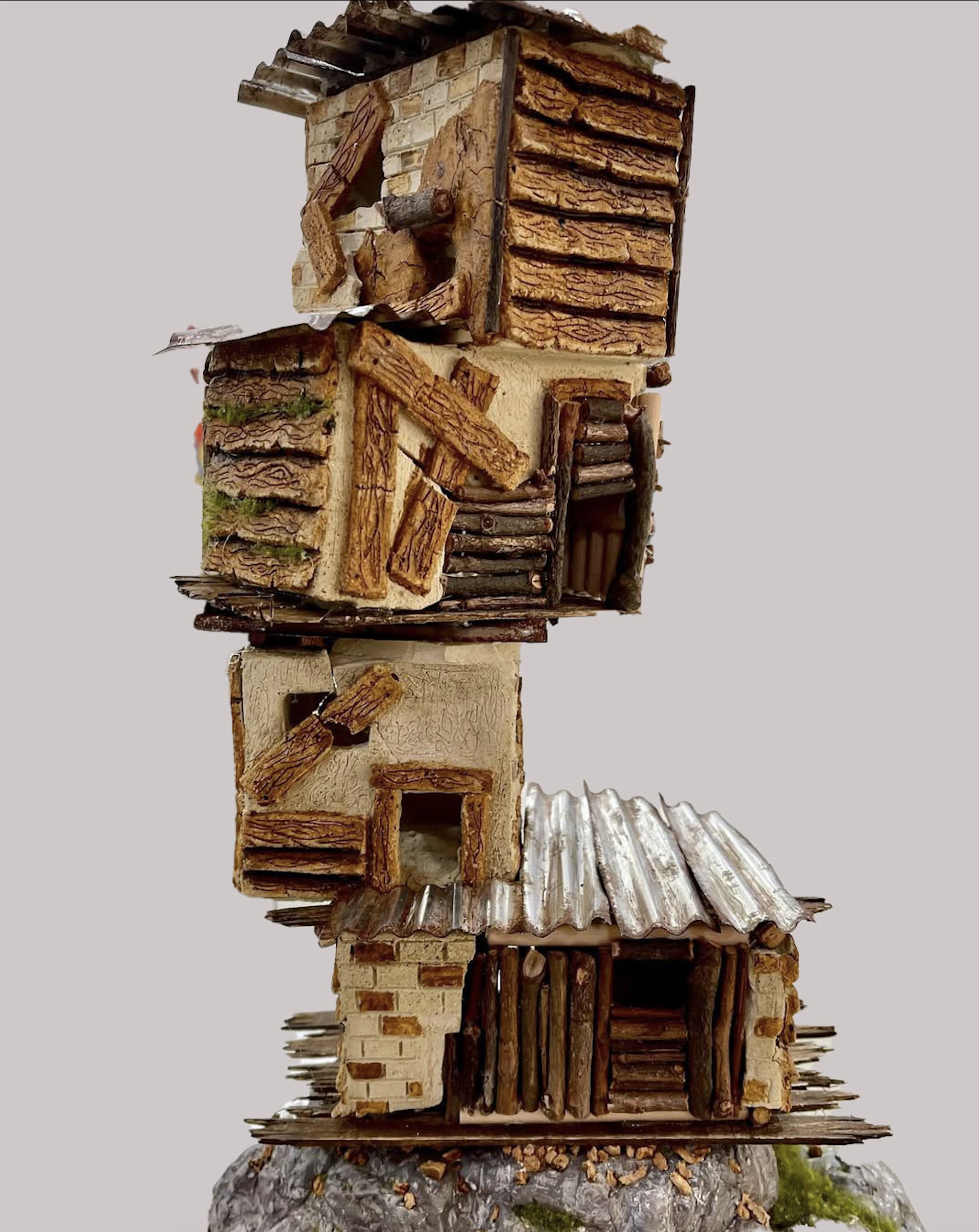 Hand-built ceramic skyscraper sculpture by Dabinn Kim exploring Seoul’s architectural history and urban change. Mixed-media architecture sculpture rebuilt from kiln-damaged ceramics, demonstrating creative resilience and innovation.