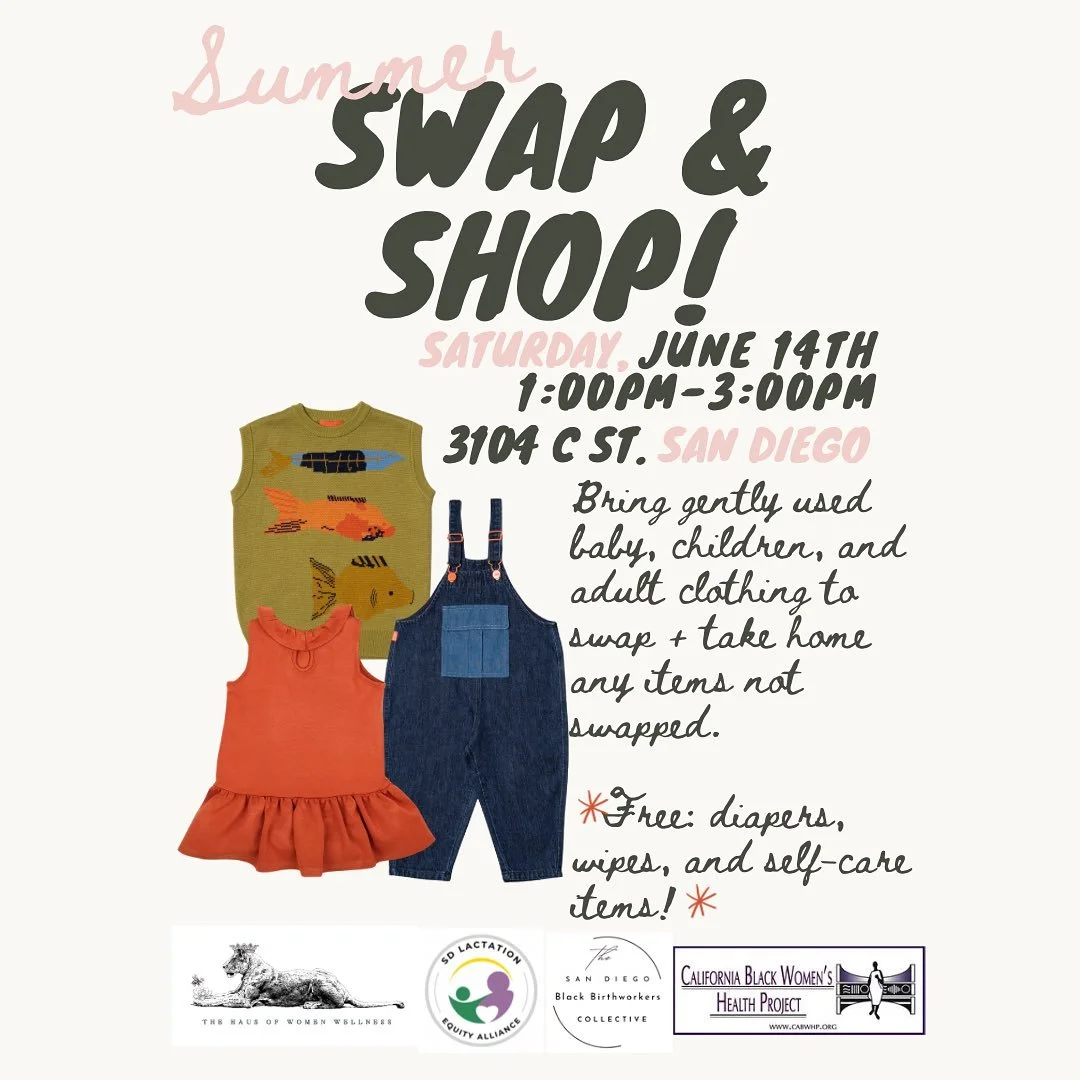 Next weekend, join us in Golden Hill for the summer Swap &amp; Shop!🌟 

A chance to connect with other families, sustainably swap your clothes, and also pick up some extra diapers!🫶🏾

We look forward to seeing you there🌼