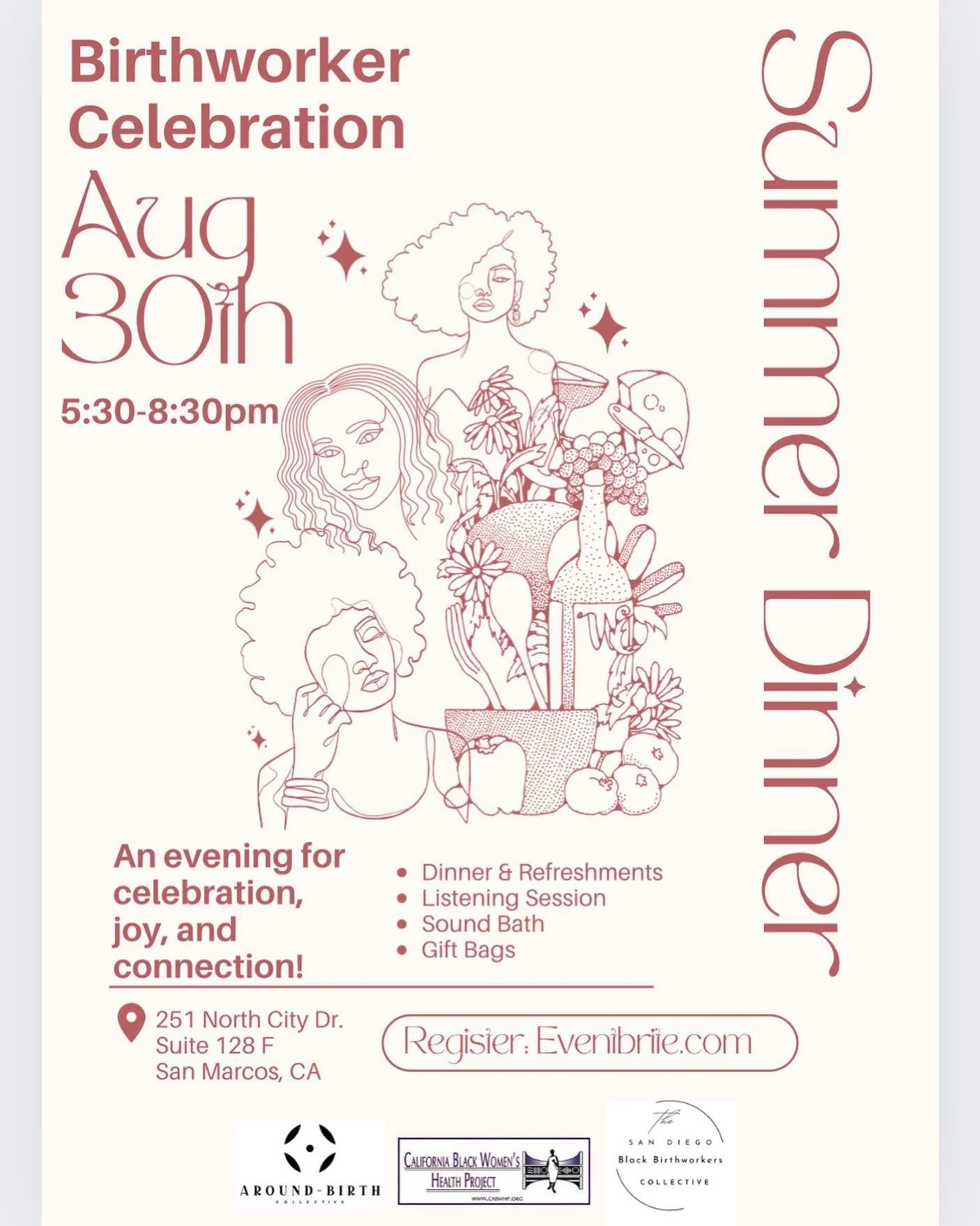 Birthworker Celebration &amp; Summer Dinner🌟 Join us Friday, August 30 from 5:30-8:30pm🫶🏾😊 Share with a birthworker you know! 

#sandiegodoulas #sandiegobirthworkers #sandiegobirthworkersofcolor #sdblackbirthworkers