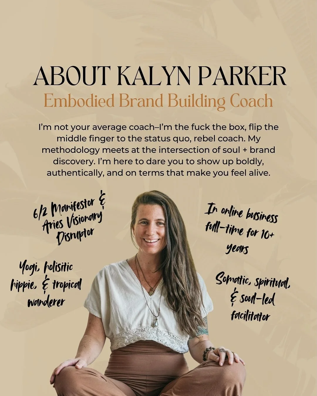 The Embodied Brand is my 3-month 1:1 mentorship for spiritual entrepreneurs, coaches, and leaders ready to go from scattered and stuck to clear, expressed, and in motion.

In 3 months, we will:

✅ Clarify your brand mission + message
✅ Identify your 