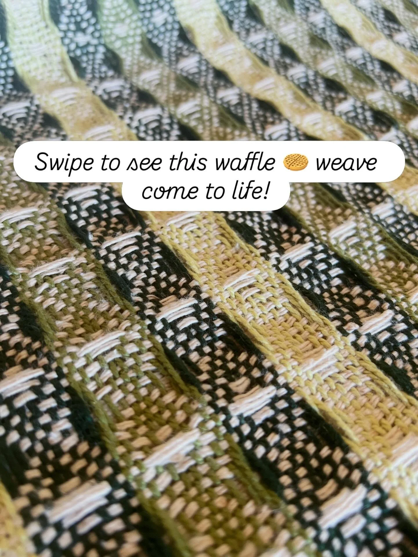 Swipe to see this waffle 🧇 weave come to life

The fabric appears relatively flat under tension on the loom, but once relaxed you get all that 3D texture! Should make for super soft and absorbent 🧽 hand towels 

#handwovenhome #sustainablehomedecor