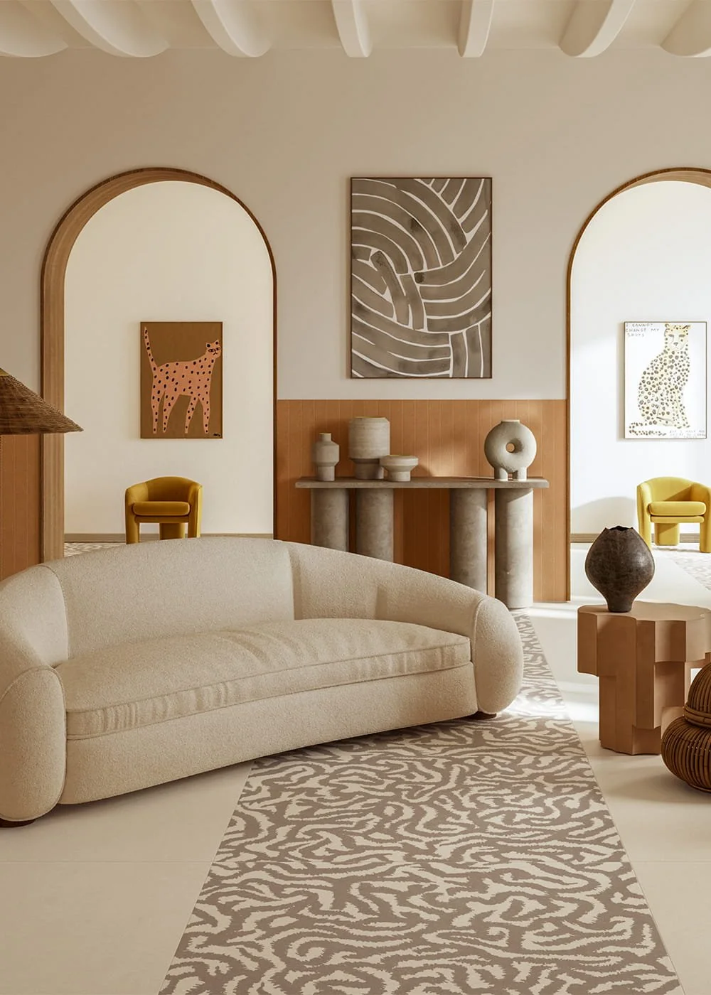 Nok ivory textured porcelain tile contemporary bedroom interior wall and floor design