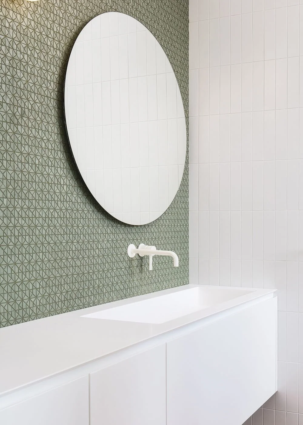 Salvia recycled glass mosaic wall tile geometric pattern modern bathroom interior design