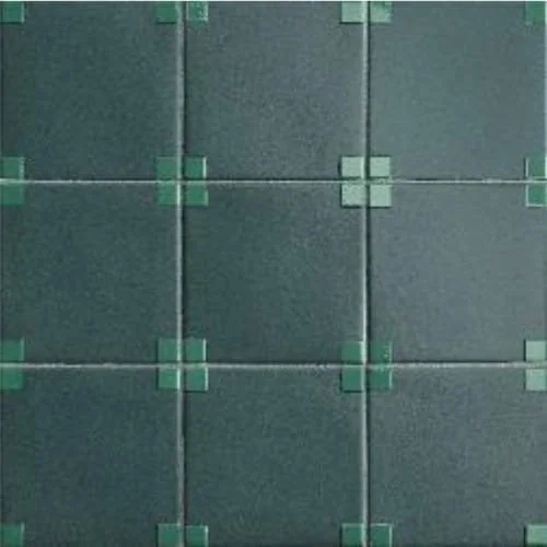 Deep green square porcelain wall tile patterned layout geometric grid composition