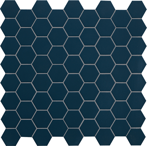   Deep Navy  Hexa  

 Hexa, Blue, Matte, Geometric, 2 x 2 in, Porcelain Mosaic, Solid Colour, Monocromatic, Scandi, Dot Mount  
 