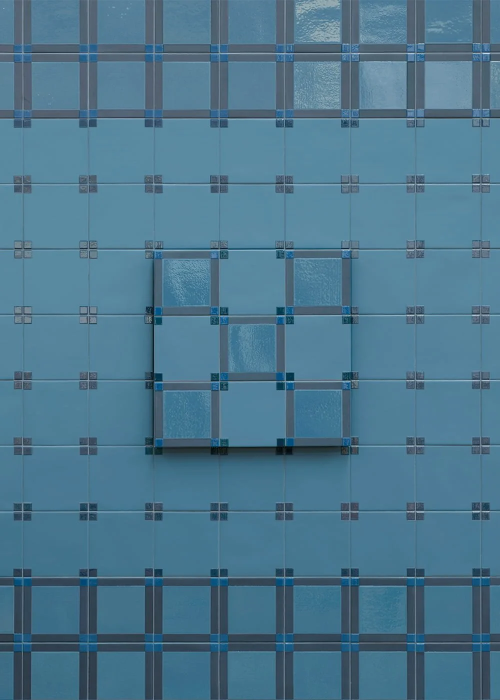 Blue square porcelain wall tile grid pattern Homage to the Square Mutina