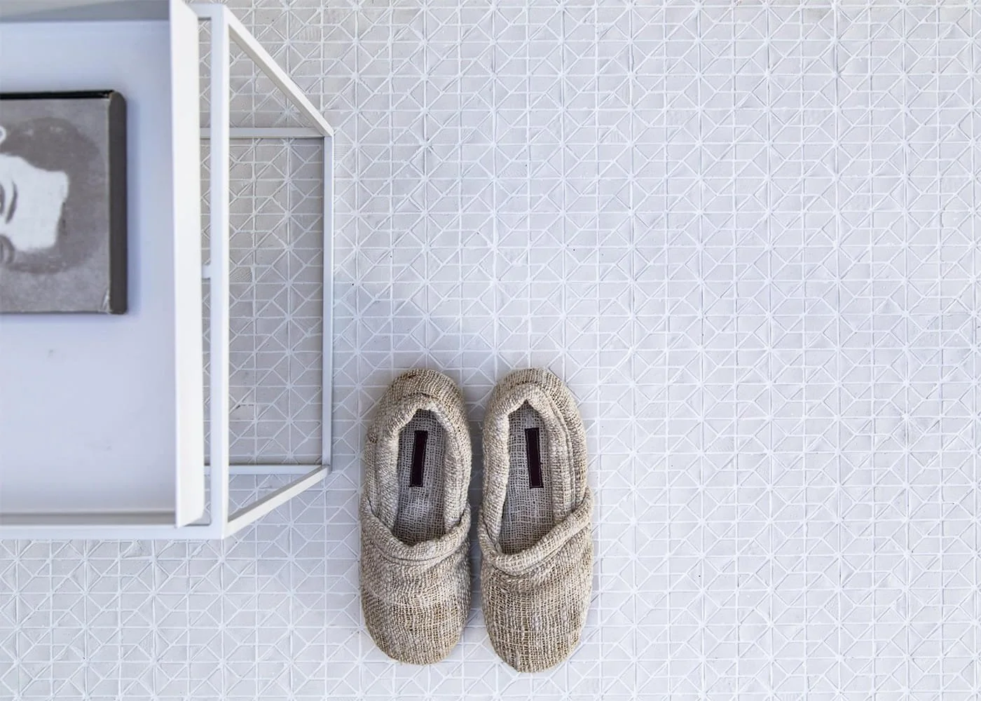Talco recycled glass mosaic wall tile light geometric texture contemporary interior design