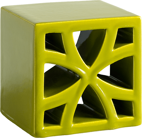   Lime Green  Split Blend Flo  

 Split & Fornace, Blend, Flo, Green, Yellow, Glossy, Geometric, Terracotta, 5 x 5 x 2 in, Handmade, Sicilian, 2026 
 