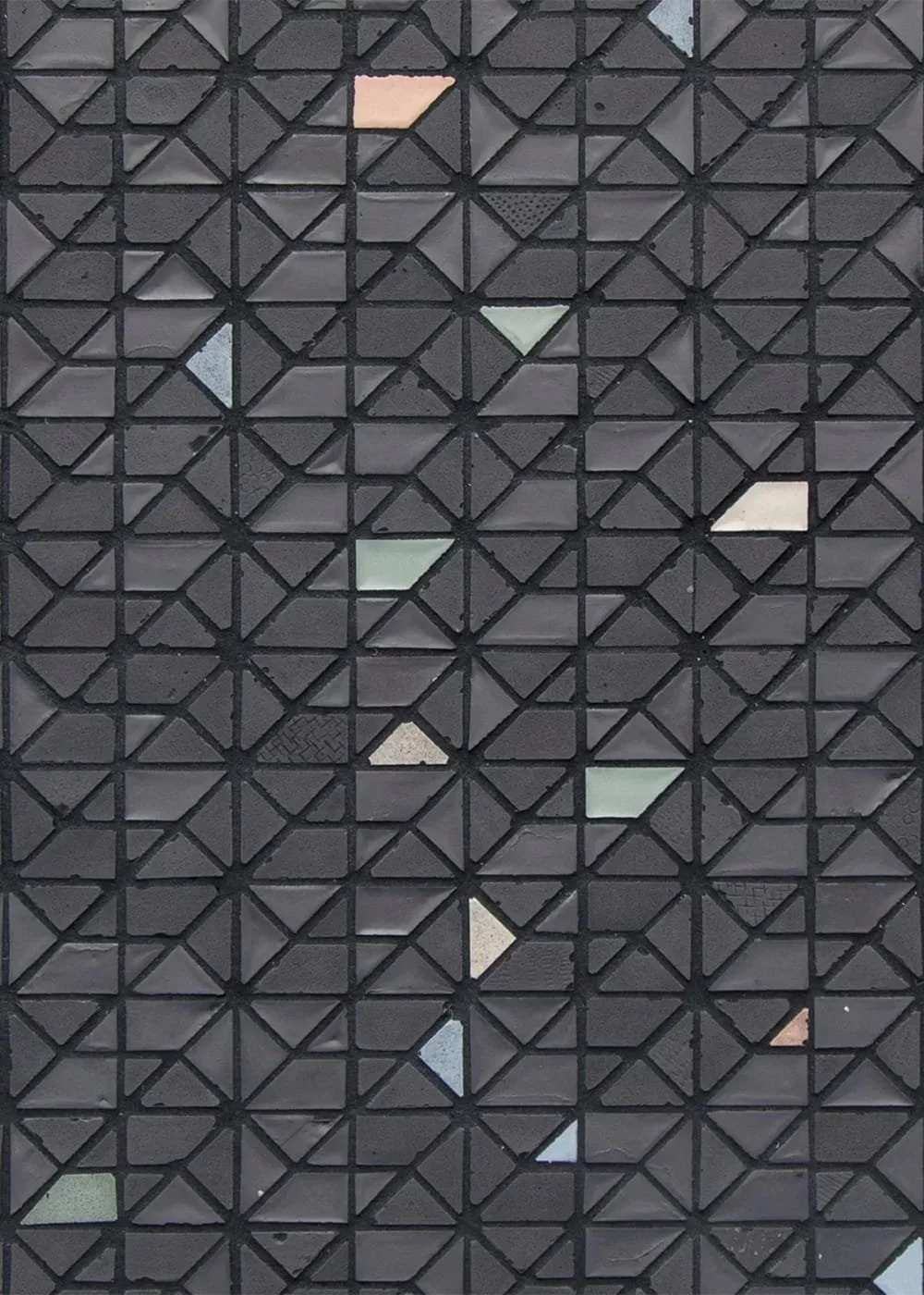 Coriandolo and Grafite recycled glass mosaic tile geometric wall pattern contemporary design