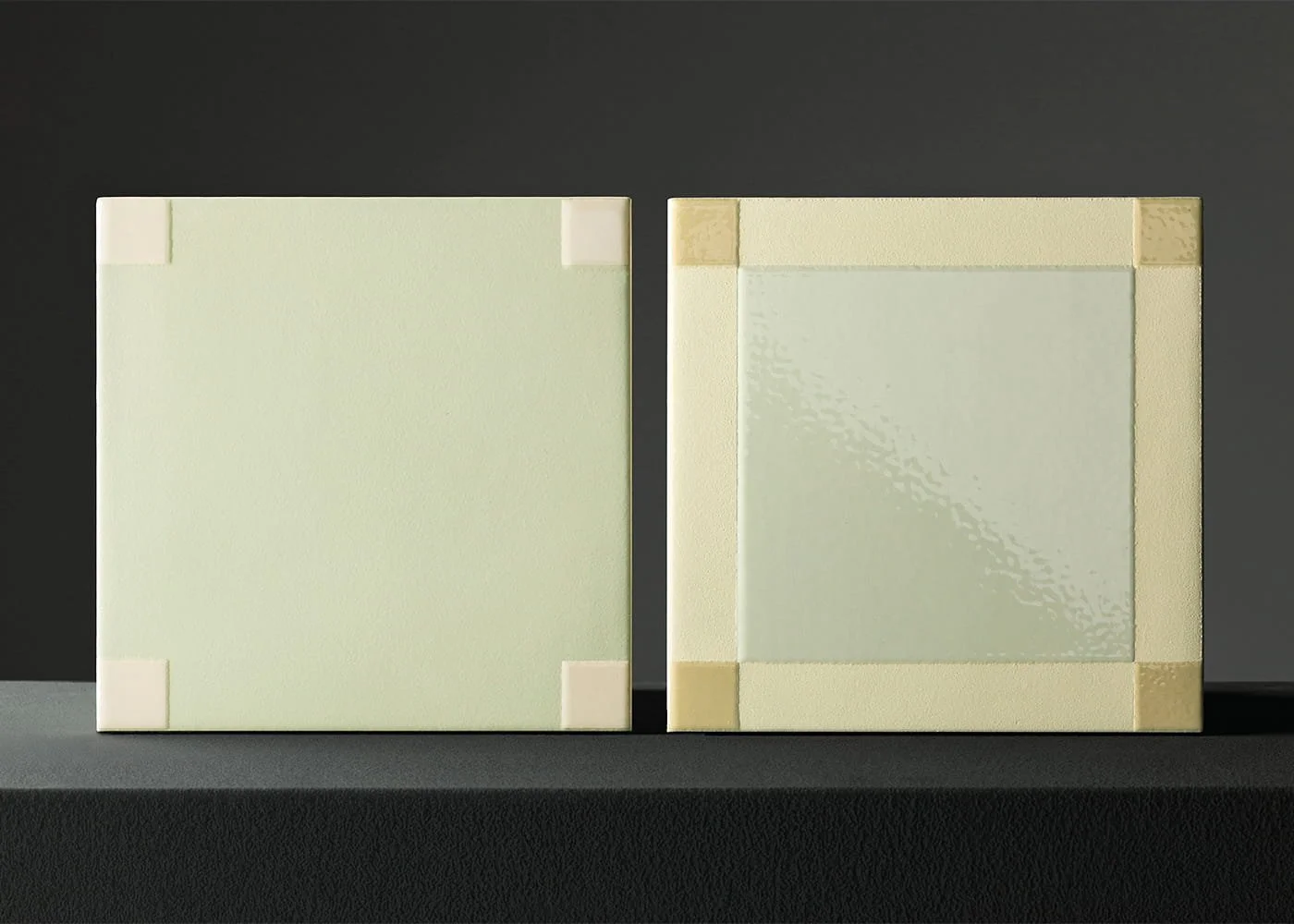 Sage green porcelain wall tile square pattern glossy surface modern architectural wall design