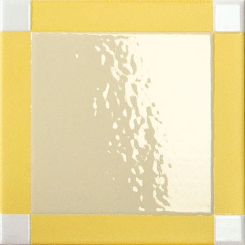 Citron yellow square porcelain wall tile dash pattern linear grid glossy finish