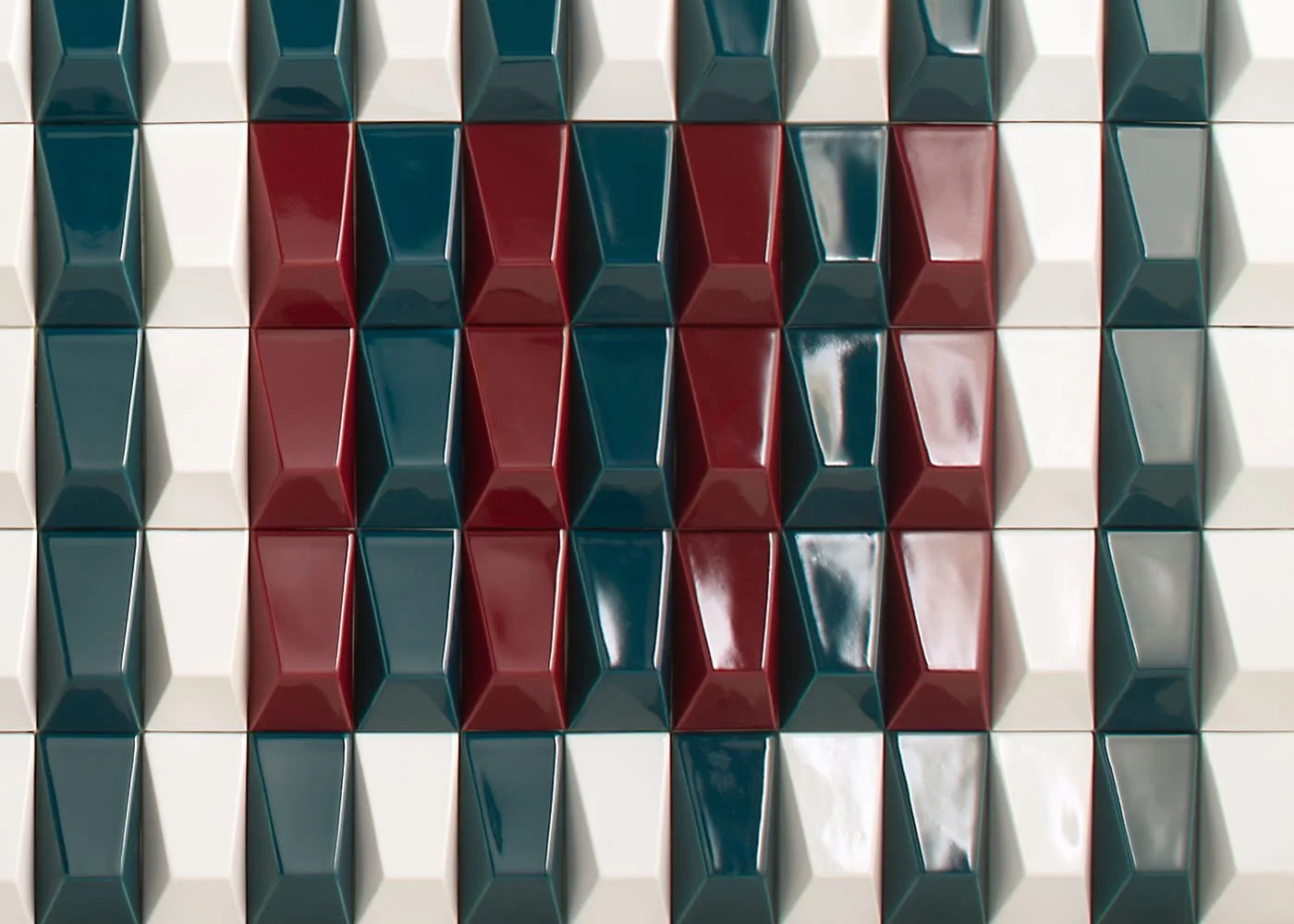 Volumi Planata 3D ceramic wall tile geometric texture in glossy finish
