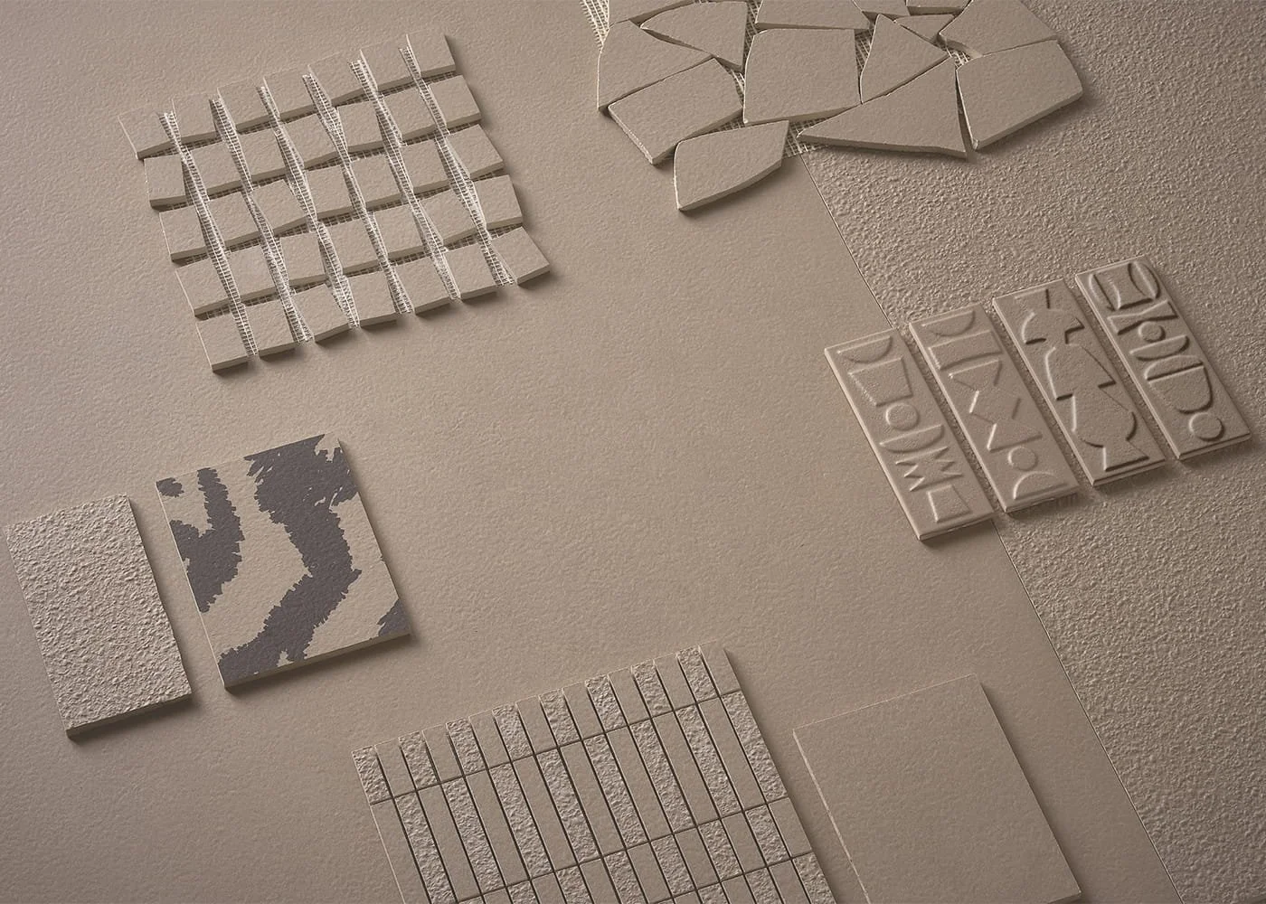Nok taupe porcelain tile geometric relief matte surface architectural design detail