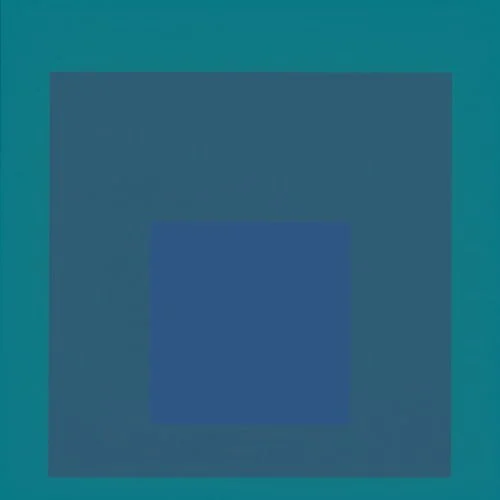 Modernist square painting by Josef Albers exploring depth through color relationships