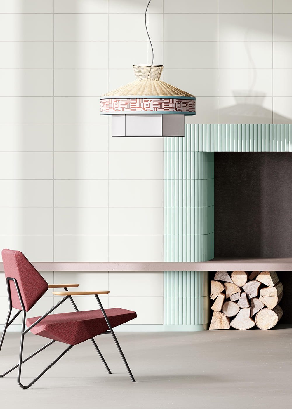 Argento and Laguna tiles in a creative lounge – curated colors from Ispirare’s System range